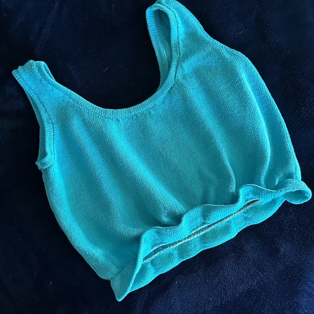 Turquoise Knit Crop Top